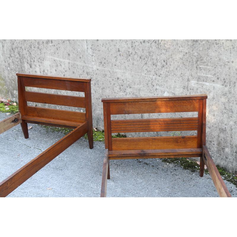 Vintage oak twin beds by Rene Gabriel