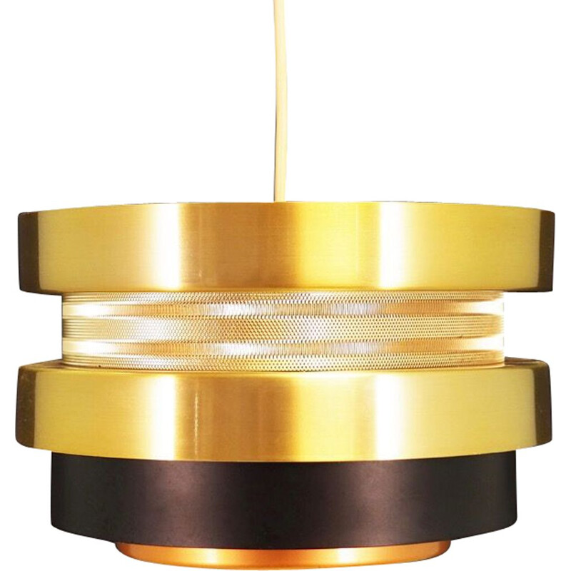 Vintage gold pendant light, Denmark, 1960-70s