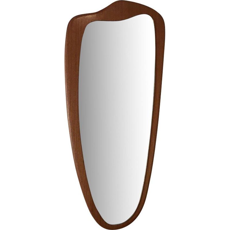 Vintage teak mirror in free form, 1960s