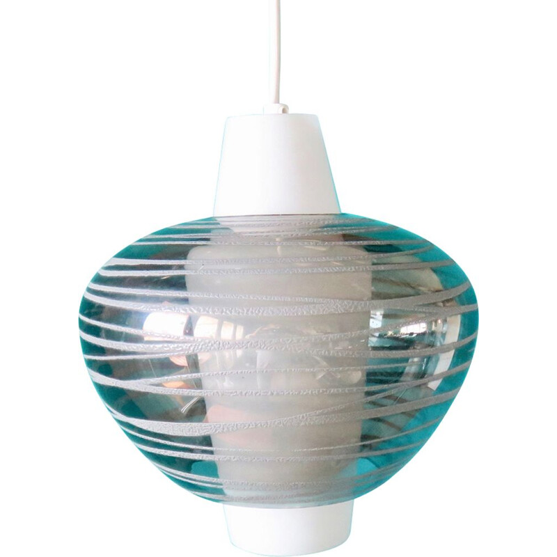 Vintage opaline hanging lamp, Italy 1955