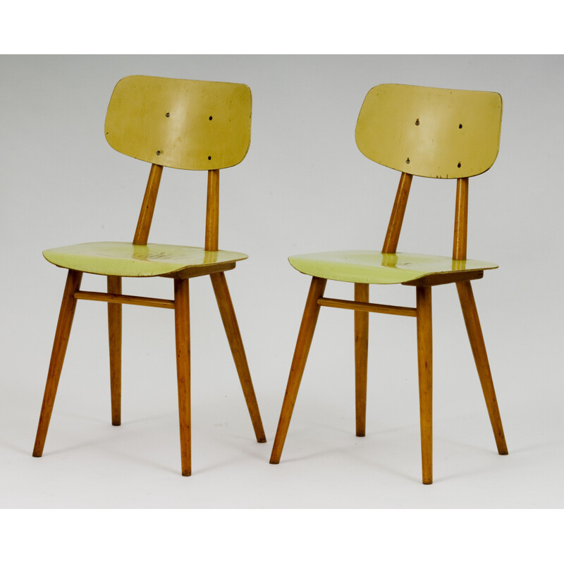 Pair of vintage polywood Ton dining chair 1960