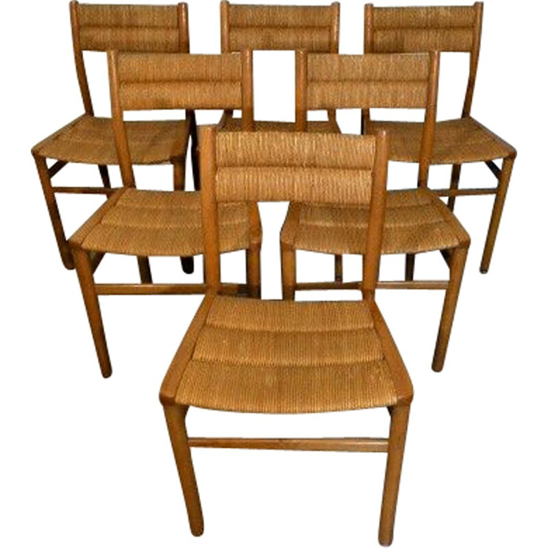 Ensemble de 6 chaises vintage par Pierre Gautier Delaye pour Weekend, 1960