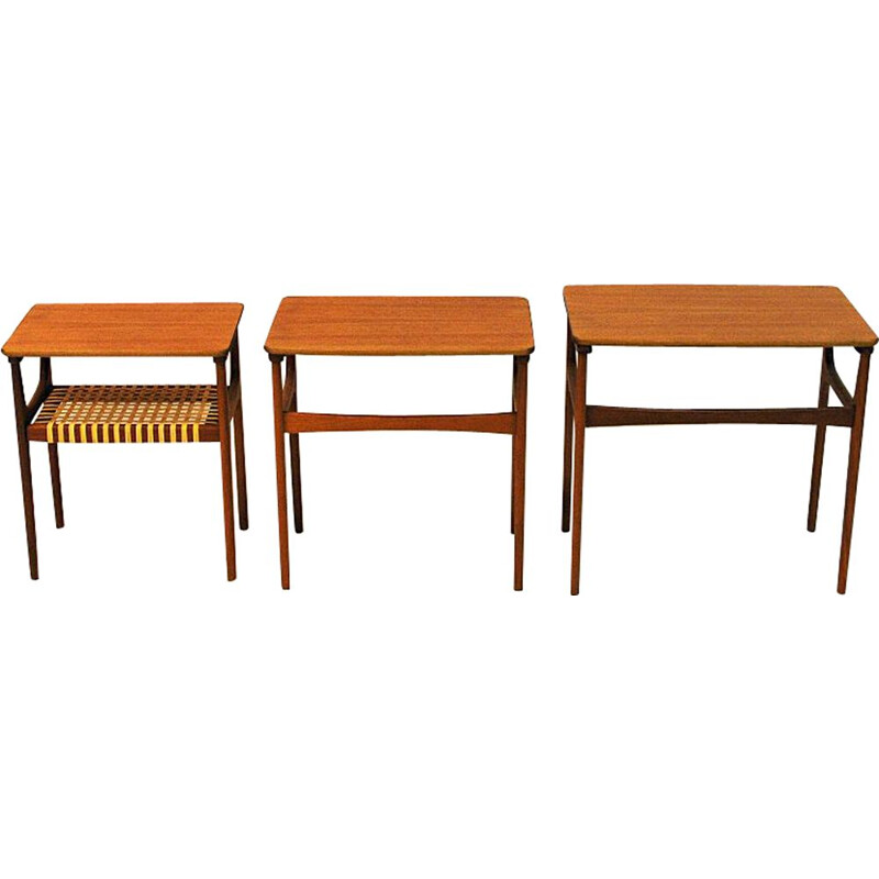 Set of 3 vintage teak side tables by Erling Torvits for HM, Denmark, 1960s