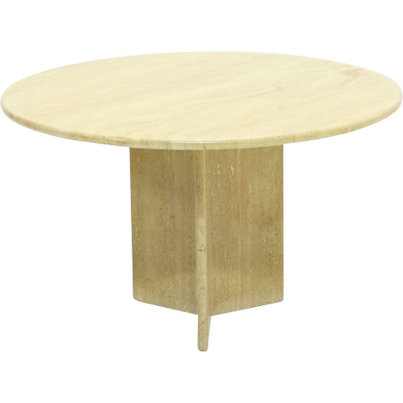 Vintage round travertine dining table by Up&up, 1970s