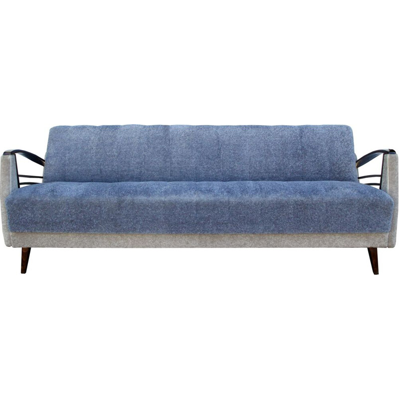 Vintage-Bettsofa in blau-beige 1950