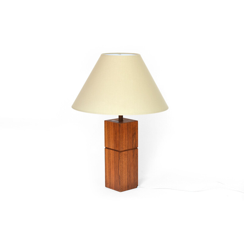 Vintage teak wood table light by Ateljé Glas & Trä, Hovmantorp. Sweden 1960