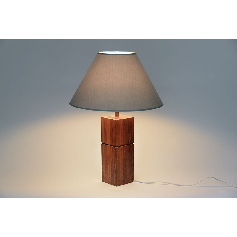 Vintage teak wood table light by Ateljé Glas & Trä, Hovmantorp. Sweden 1960