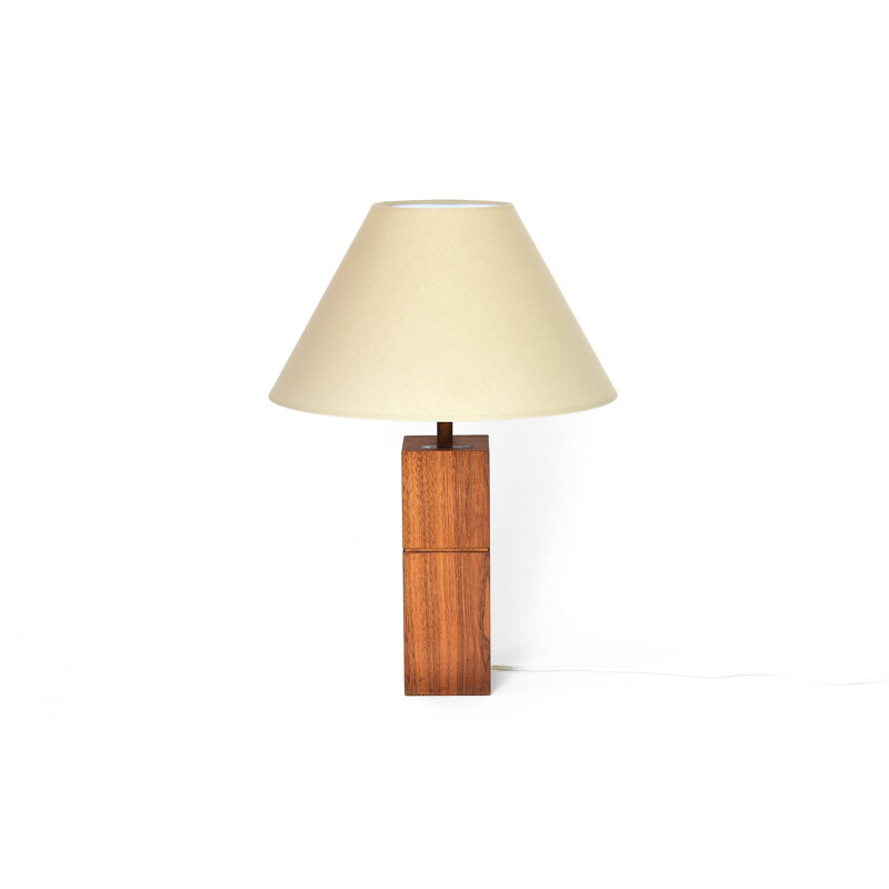 Vintage teak wood table light by Ateljé Glas & Trä, Hovmantorp. Sweden 1960