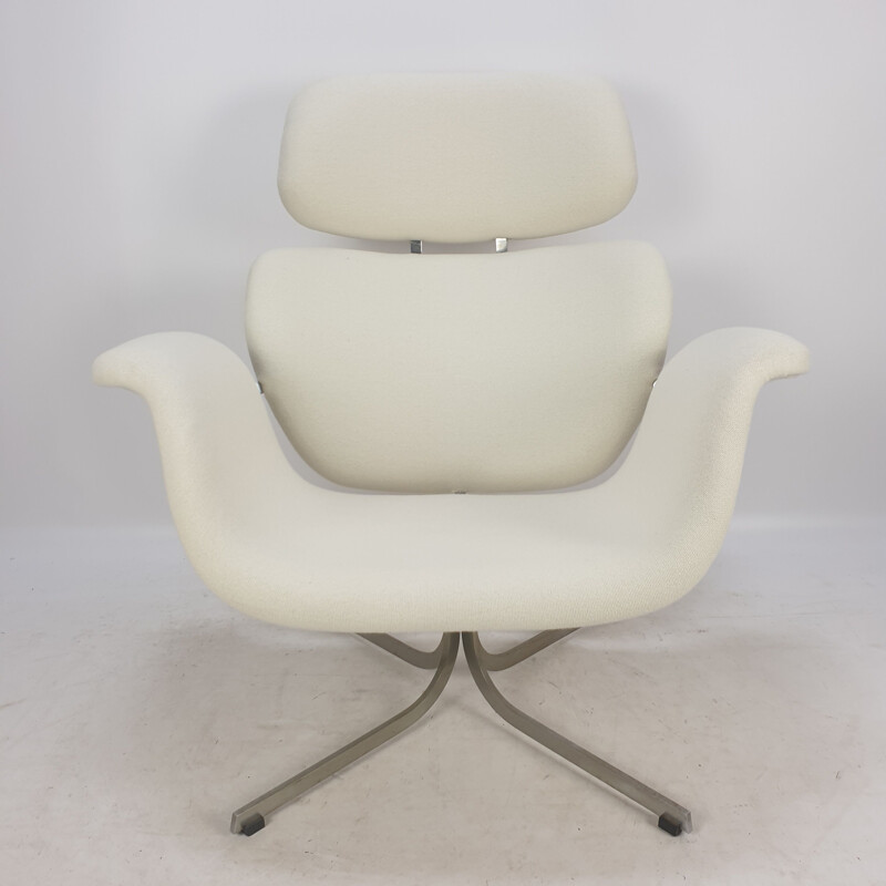 Fauteuil vintage grande tulipe et tabouret de Pierre Paulin pour Artifort, 1960