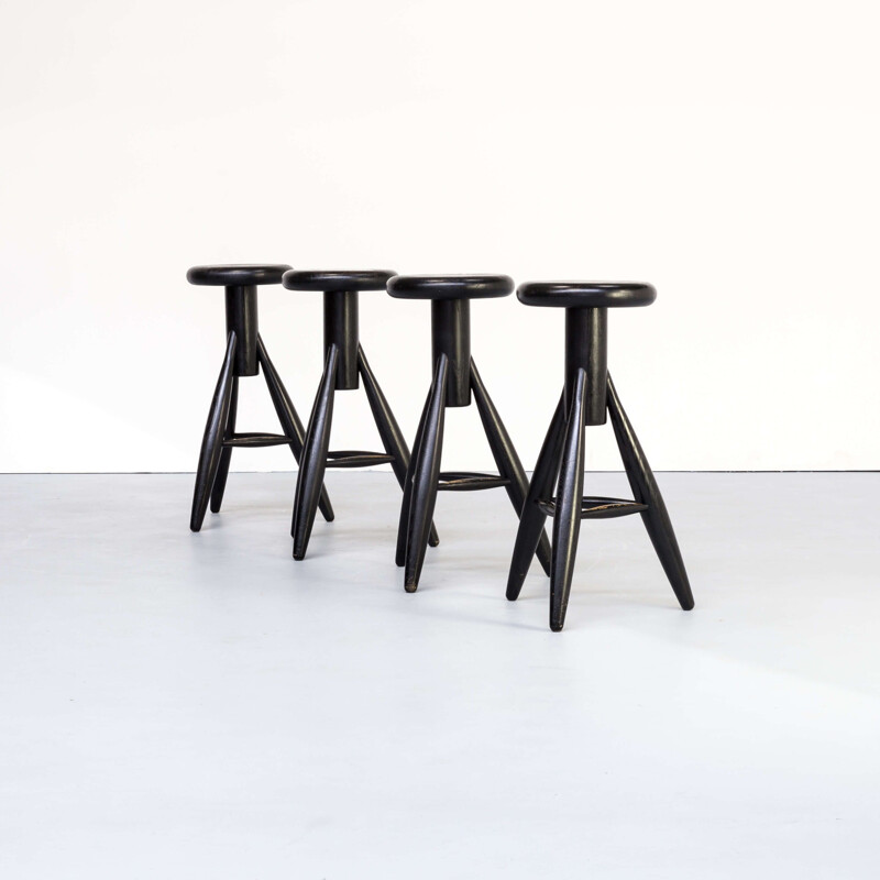 Vintage Eero Aarnio "EA001" black stool for Artek set4 1990