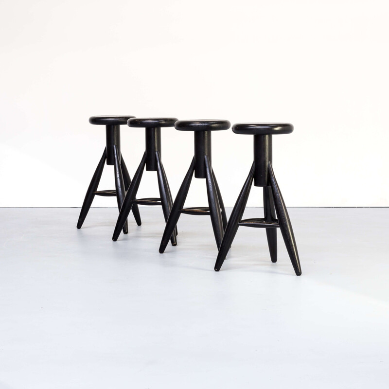 Vintage Eero Aarnio "EA001" black stool for Artek set4 1990