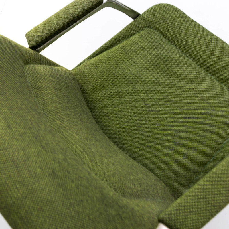 Set of 2 vintage aluminium and fabric office armchairs, 1970s