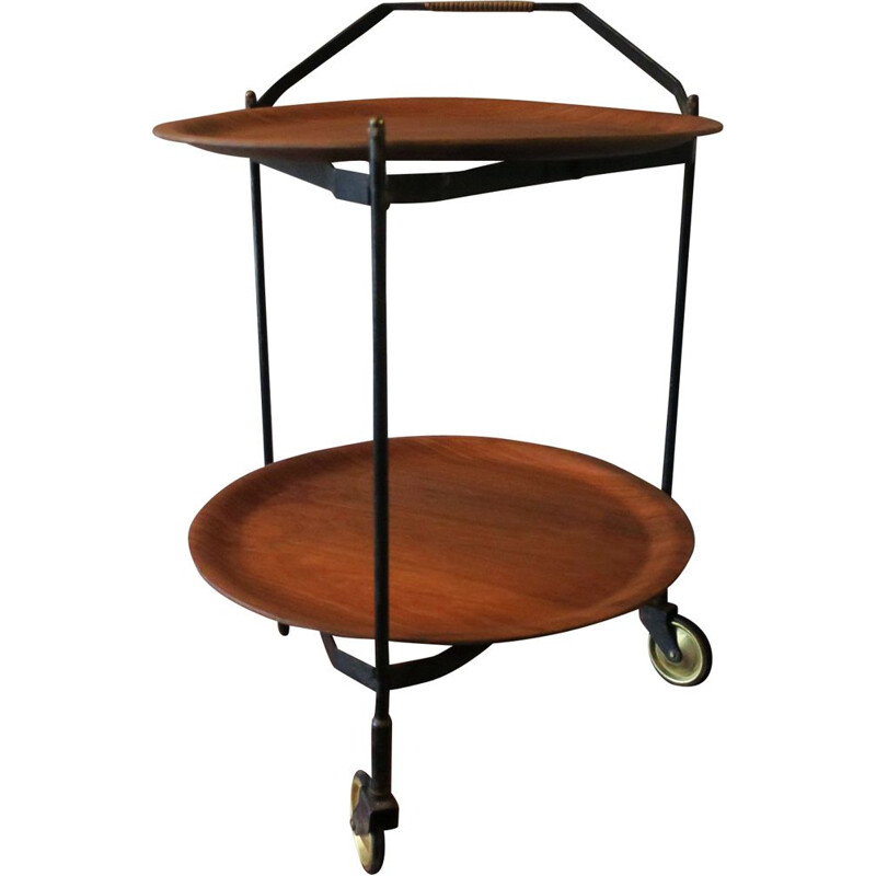 Vintage teak folding trolley from Ary Fanerprodukter, 1950s