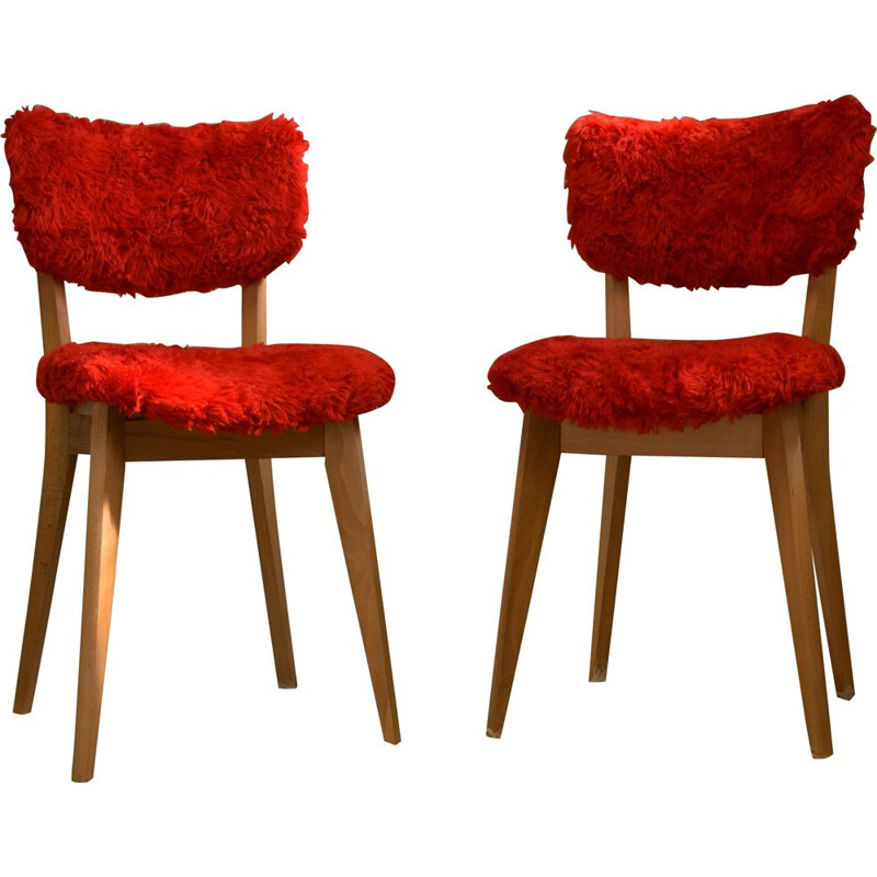 Set of 2 vintage chairs in mould and beech wood