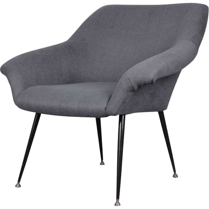 Vintage armchair in grey and metal fabric, Poland, 1960s