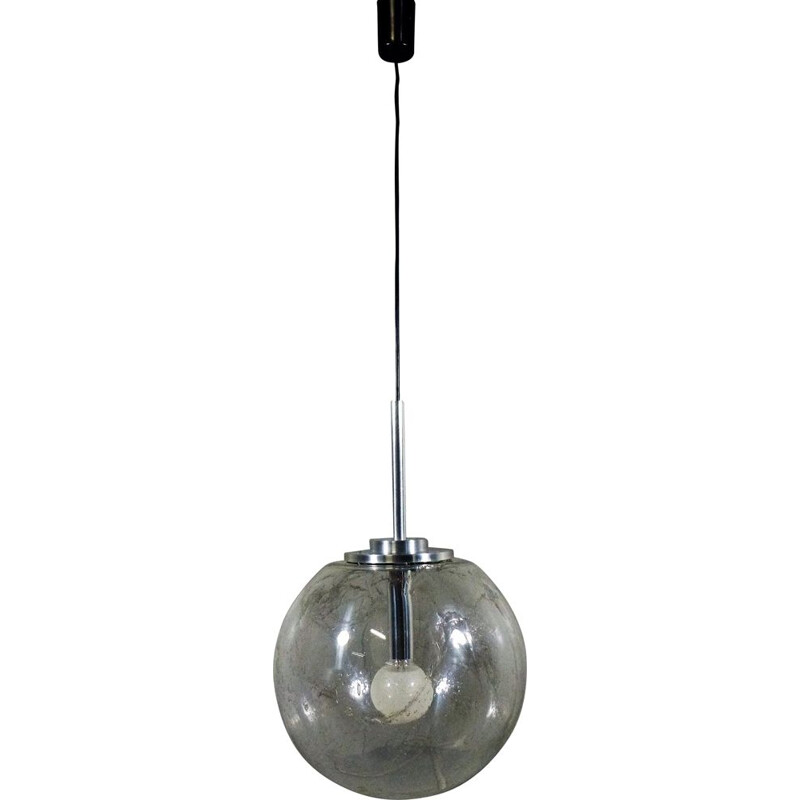 Vintage large glass pendant lamp by Doria, Germany, 1960s