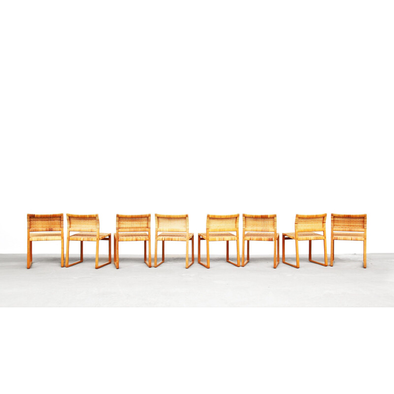 Set of 8 vintage oak dining chairs by Børge Mogensen for Fredericia, Denmark