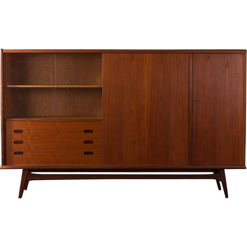 Vintage teak and glass sideboard, Germany, 1960s