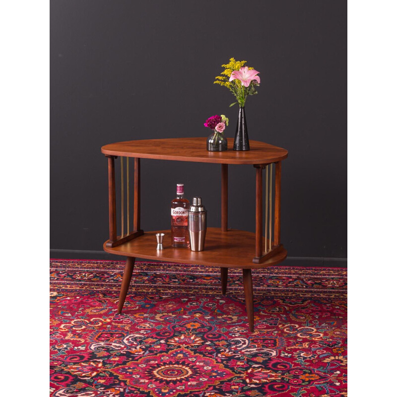 Vintage Makore and brass details side table, Germany, 1950s