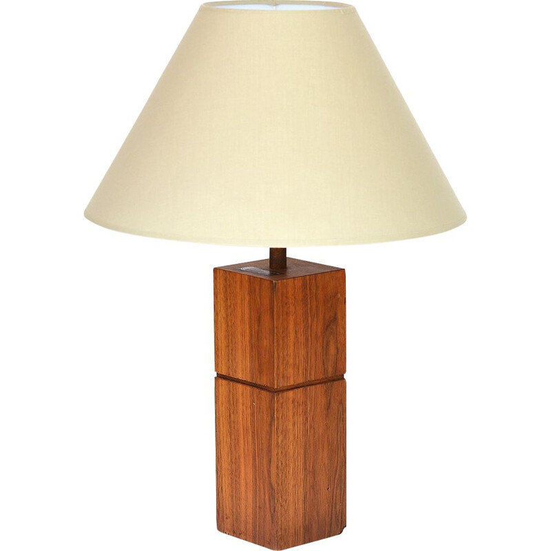 Vintage teak wood table light by Ateljé Glas & Trä, Hovmantorp. Sweden 1960