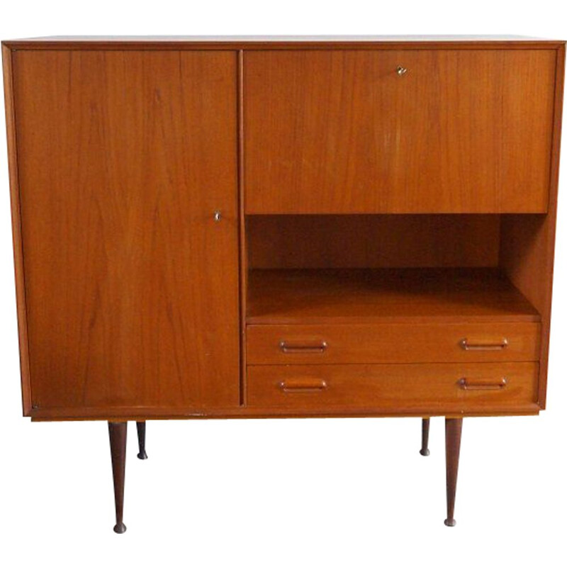 Scandinavian vintage teak cabinet with secretaire 1960