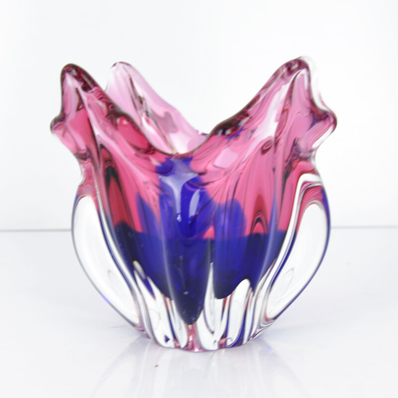 Vintage glass bowl, designed by J. Hospodka Chribska Sklarna, Czechoslovakia, 1960s