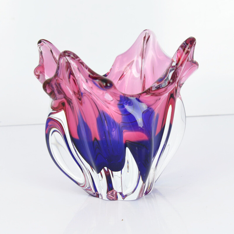 Vintage glass bowl, designed by J. Hospodka Chribska Sklarna, Czechoslovakia, 1960s