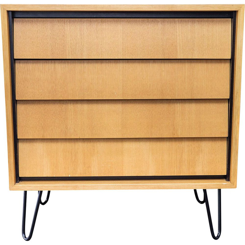 Vintage elm wood chest of drawers by Erich Stratmann for Möbel, 1950s