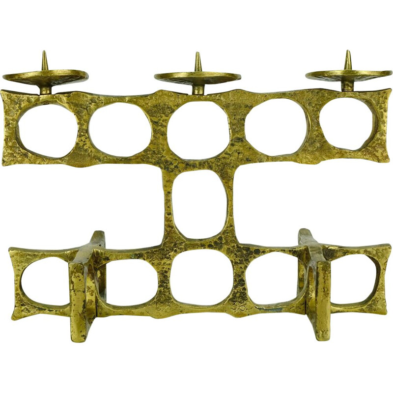 Vintage bronze candleholder with sculptural shape, 1960s