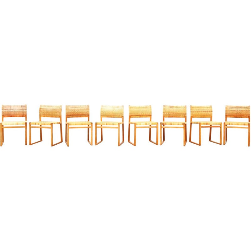 Set of 8 vintage oak dining chairs by Børge Mogensen for Fredericia, Denmark