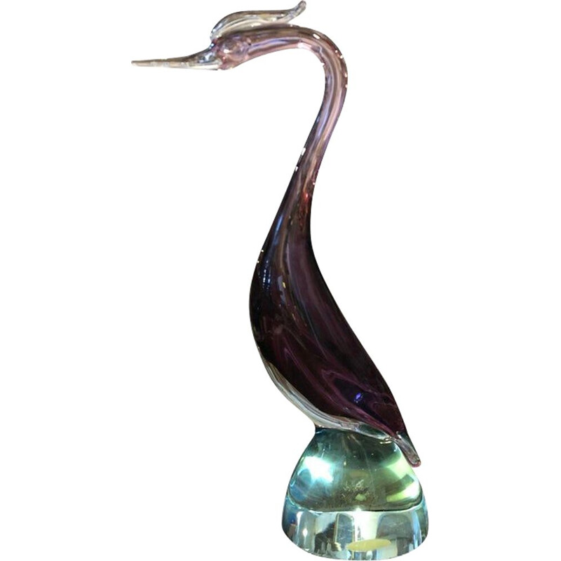 Sculpture vintage "oiseau" en verre de Murano, 1960