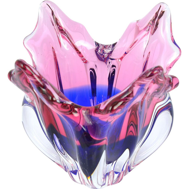 Vintage glass bowl, designed by J. Hospodka Chribska Sklarna, Czechoslovakia, 1960s