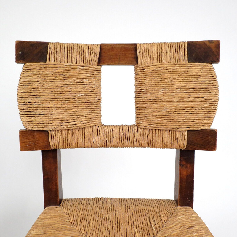 Set of 2 french rustic vintage chairs, 1940s