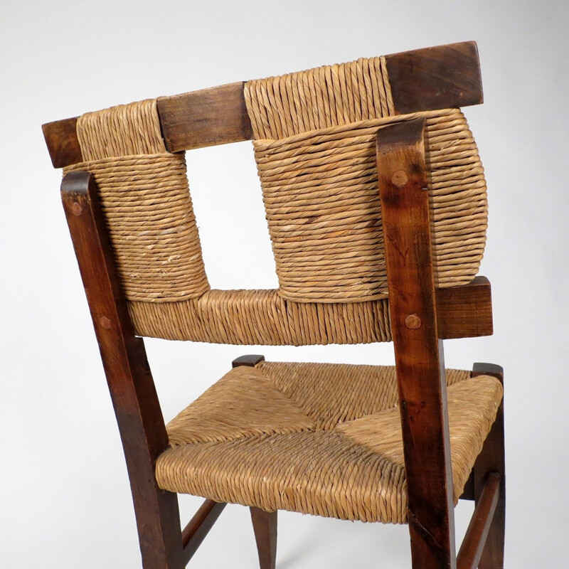 Ensemble de 2 chaises vintage française rustiques, 1940