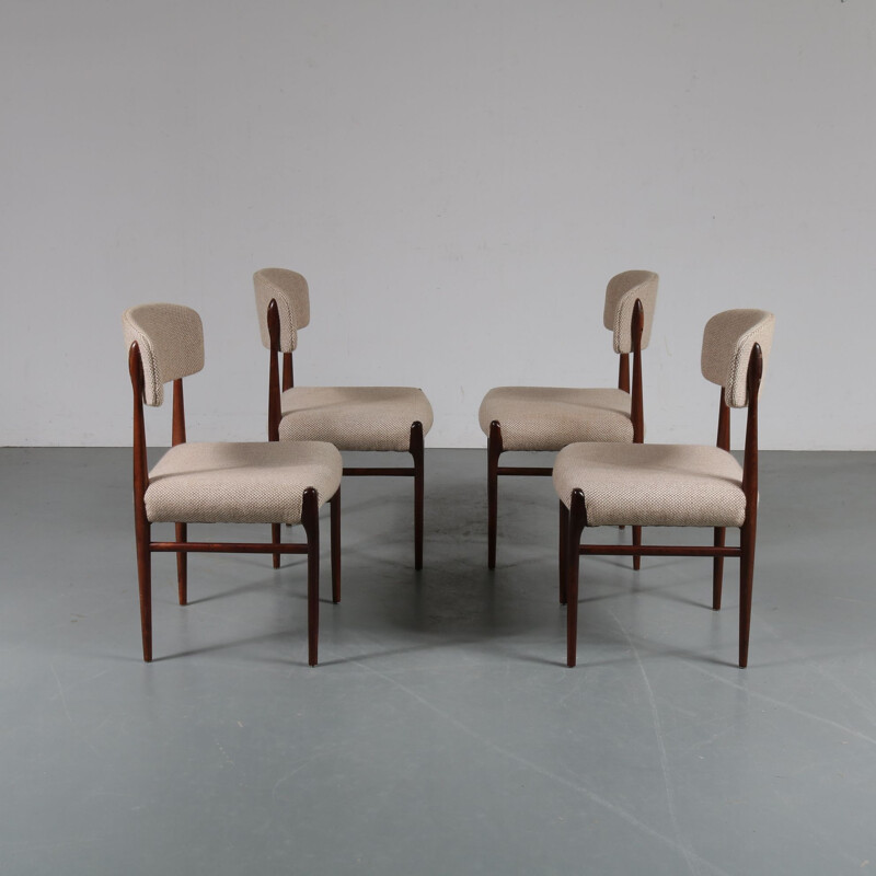 Set of 4 rosewood vintage dining chairs, 1950s