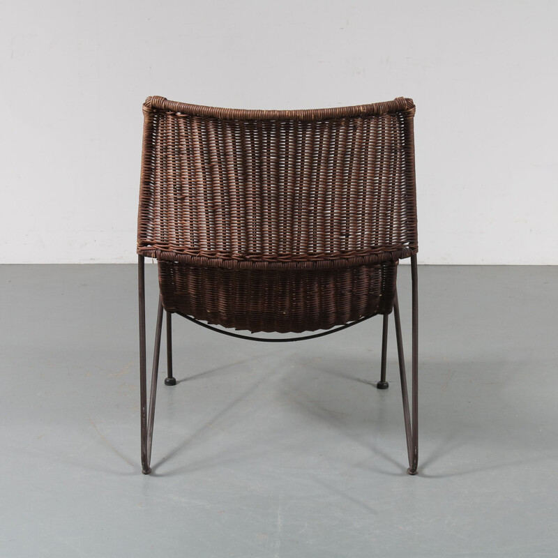 Set of 2 vintage wicker chairs by Frederick Weinberg, USA, 1950s