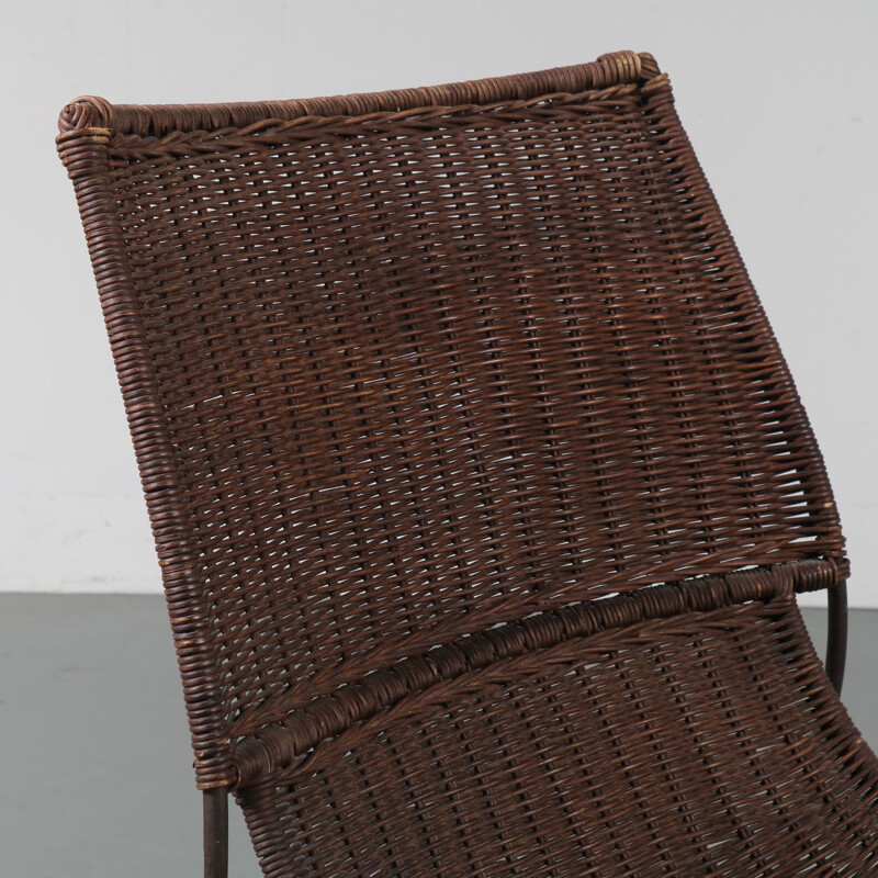 Set of 2 vintage wicker chairs by Frederick Weinberg, USA, 1950s