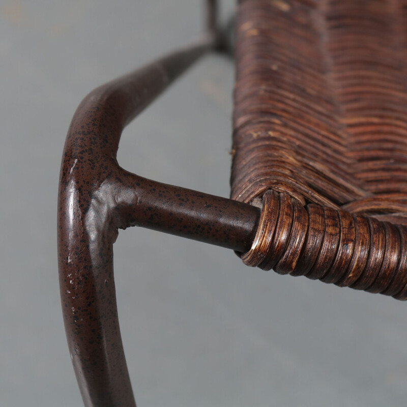 Set of 2 vintage wicker chairs by Frederick Weinberg, USA, 1950s