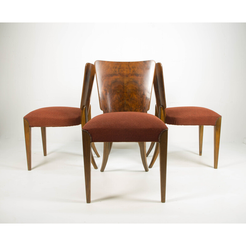 Set of 4 vintage dining chairs H-214 by Jindrich Halabala for UP Závody, 1930s