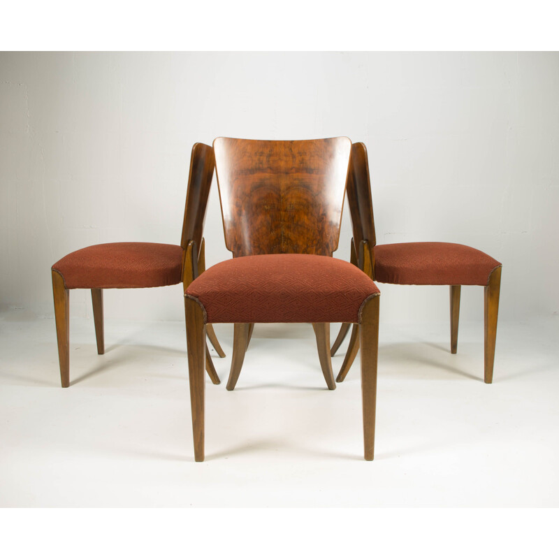 Set of 4 vintage dining chairs H-214 by Jindrich Halabala for UP Závody, 1930s