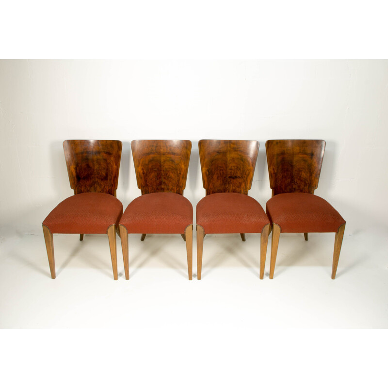 Set of 4 vintage dining chairs H-214 by Jindrich Halabala for UP Závody, 1930s