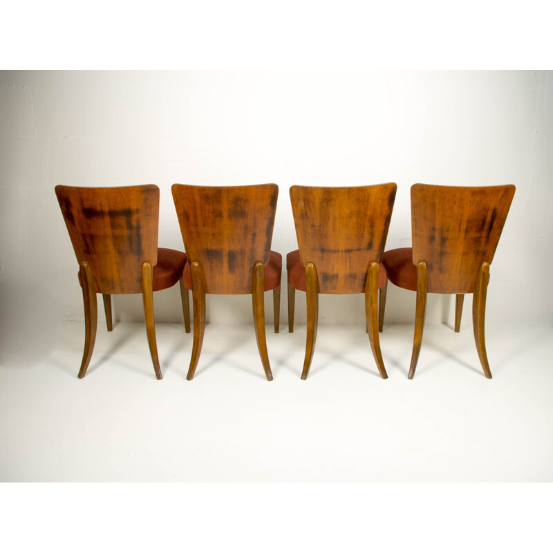 Set of 4 vintage dining chairs H-214 by Jindrich Halabala for UP Závody, 1930s