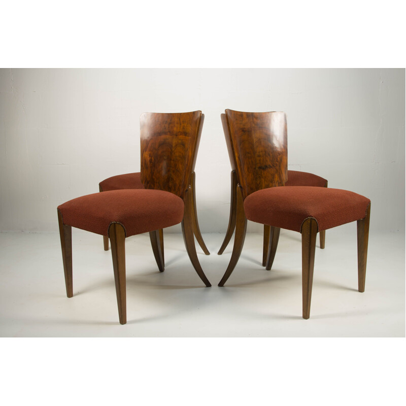 Set of 4 vintage dining chairs H-214 by Jindrich Halabala for UP Závody, 1930s