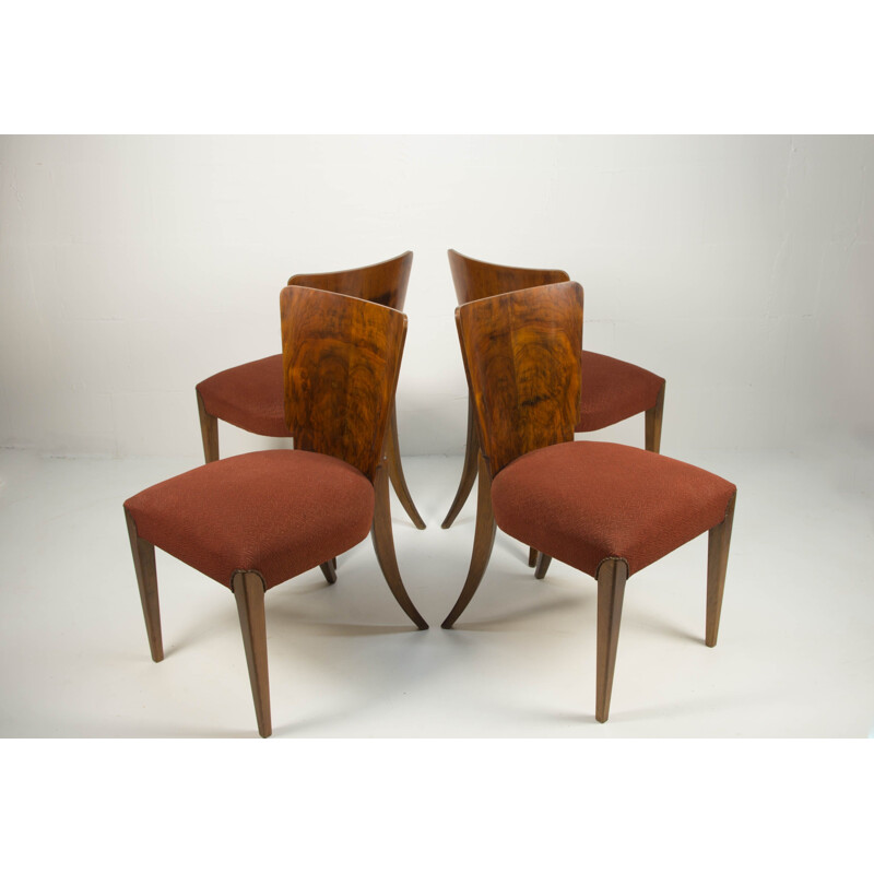 Set of 4 vintage dining chairs H-214 by Jindrich Halabala for UP Závody, 1930s