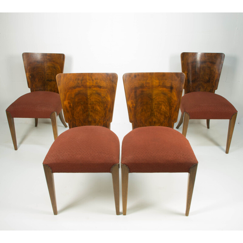 Set of 4 vintage dining chairs H-214 by Jindrich Halabala for UP Závody, 1930s