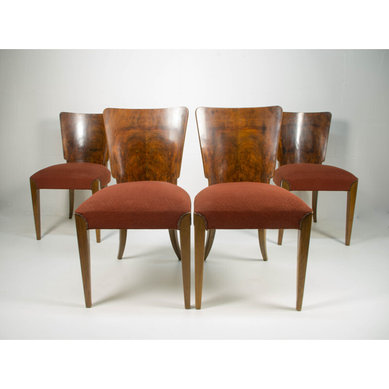 Set of 4 vintage dining chairs H-214 by Jindrich Halabala for UP Závody, 1930s