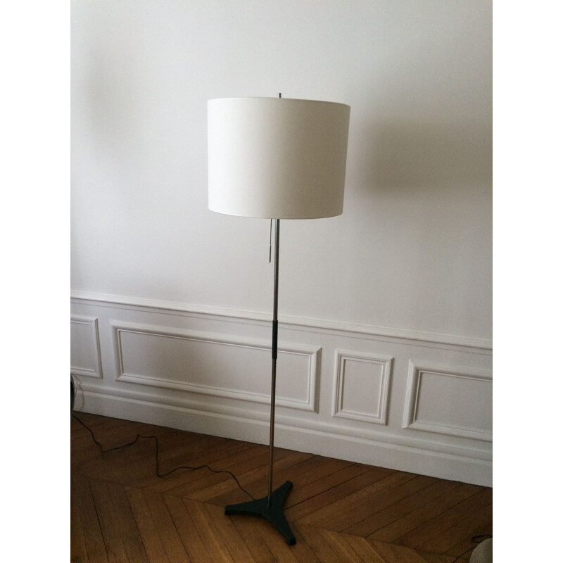 Vintage chrome and cast floor lamp, 1960-70s