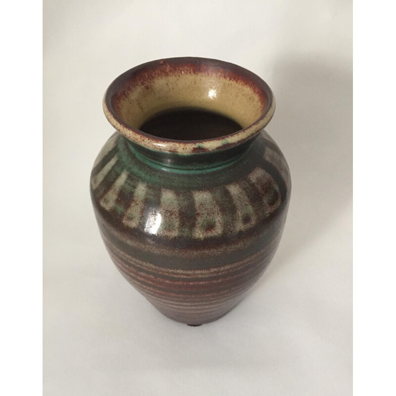 Accolay Vintage Vase aus Keramik mit geometrischen Motiven, 1960