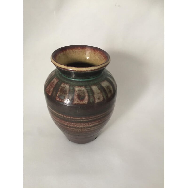 Vintage Accolay ceramic vase with geometric patterns, 1960