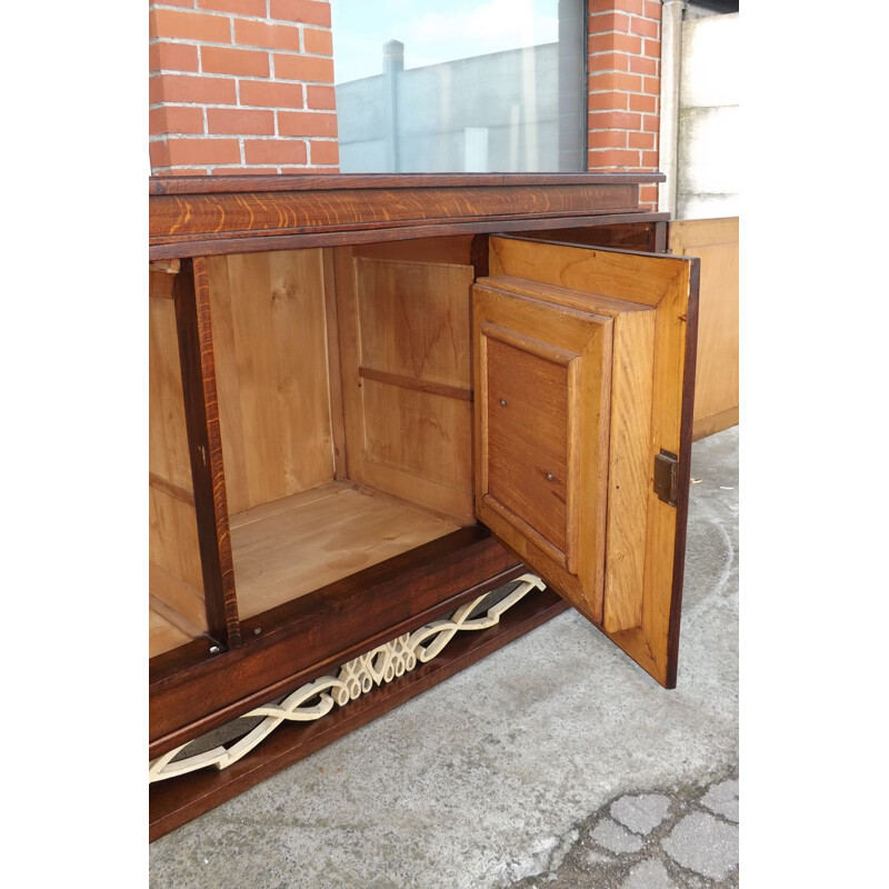 Large vintage oak buffet, neoclassical style, 1940s